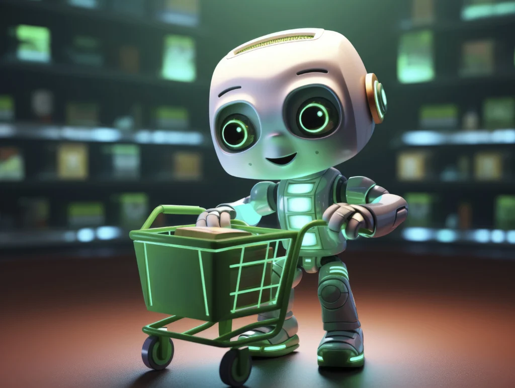 Intelligenza artificiale e esperienza utente al servizio dello shopping: un robot con carrello per il futuro dell’e-commerce.